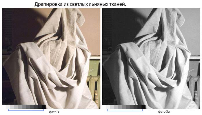 Драпировка из светлых лняных тканей